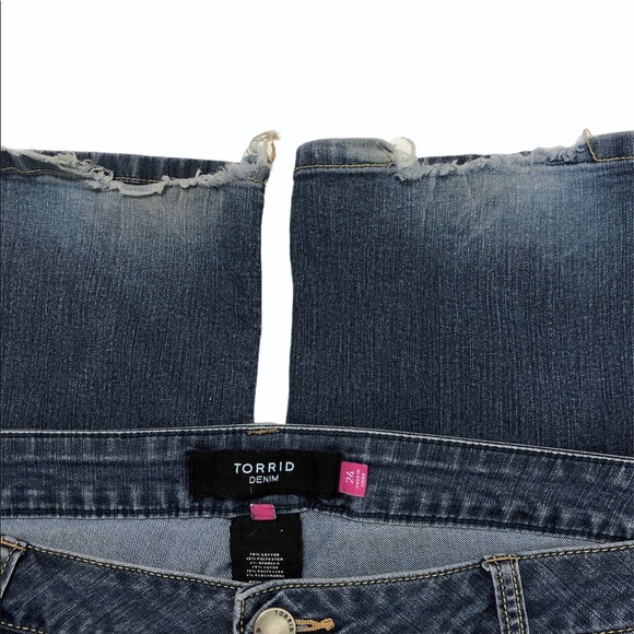 Torrid Denim Jeans Slim Boot Cut Worn Hem Plus 24 - Picture 11 of 11